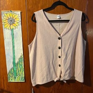 Old Navy Beige Button-Down Tank Top